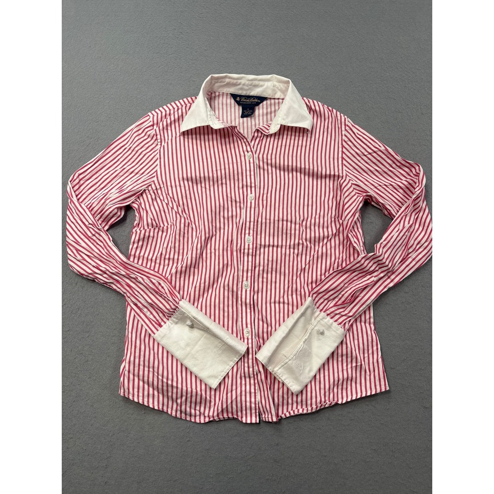 Brooks Brothers Shirt Women's 10 Red White Striped Button Down Classic Tailored